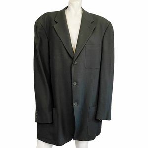 GIORGIO ARMANI Black Virgin Wool Herringbone Blazer